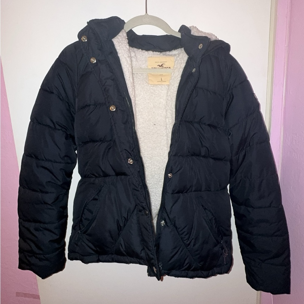 hollister fleece lined puffer jacket